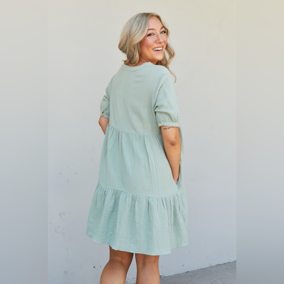 Boho Loose Fit Cotton Mini Dress - Picture 4 of 5